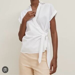 Ann Taylor White Wrap Casual Shirt